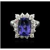 Image 1 : 14KT White Gold 3.90ct Tanzanite and Diamond Ring