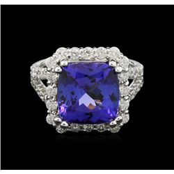 6.52ct Tanzanite and Diamond Ring - 14KT White Gold