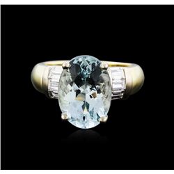 14KT Yellow and White Gold 4.93ct Aquamarine and Diamond Ring