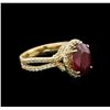 Image 2 : 4.24ct Ruby and Diamond Ring - 14KT Yellow Gold