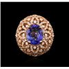 Image 1 : 14KT Rose Gold 4.34ct Tanzanite and Diamond Ring