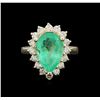 Image 1 : 3.61ct Emerald and Diamond Ring - 14KT Yellow Gold