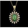 Image 1 : 14KT Yellow Gold 3.89ct Opal and Diamond Pendant With Chain