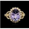 Image 1 : 14KT Yellow Gold 4.45ct Tanzanite and Diamond Ring