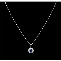14KT White Gold 1.49ct Tanzanite and Diamond Pendant With Chain