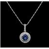 Image 2 : 14KT White Gold 1.49ct Tanzanite and Diamond Pendant With Chain