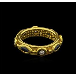 1.26ctw Blue Sapphire and Diamond Ring - 22KT Yellow Gold