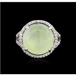 14KT White Gold 14.74ct Green Tourmaline and Diamond Ring