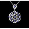 Image 2 : 14KT White Gold 6.13ctw Tanzanite and Diamond Pendant With Chain