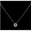 Image 1 : 1.20ctw Blue and White Sapphire Pendant With Chain - 14KT White Gold