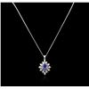 Image 2 : 14KT White Gold 2.57ct Tanzanite and Diamond Pendant With Chain