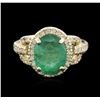 Image 1 : 14KT Yellow Gold 2.84ct Emerald and Diamond Ring