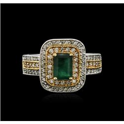 14KT Two-Tone Gold 0.84ct Emerald and Diamond Ring