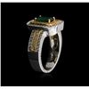 Image 3 : 14KT Two-Tone Gold 0.84ct Emerald and Diamond Ring