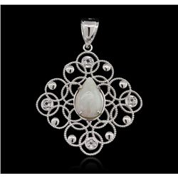 SILVER 2.15ct Opal and White Topaz Pendant
