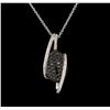 Image 1 : 1.34ctw Black Diamond Pendant With Chain - 18KT White Gold