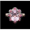 Image 1 : 14KT Rose Gold 5.18ct Kunzite, Pink Sapphire and Black Diamond Ring