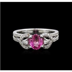 1.04ct Pink Sapphire and Diamond Ring - 14KT White Gold