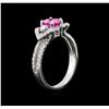 Image 3 : 1.04ct Pink Sapphire and Diamond Ring - 14KT White Gold