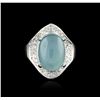 Image 1 : 14KT White Gold 9.31ct Aquamarine and Diamond Ring