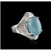 Image 2 : 14KT White Gold 9.31ct Aquamarine and Diamond Ring