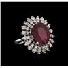 Image 2 : 14KT White Gold 14.62ct Ruby and Diamond Ring