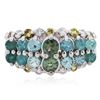 Image 1 : 14KT White Gold 1.60ctw Paraiba Tourmaline, Yellow Sapphire and Diamond Ring