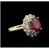 Image 2 : 14KT Yellow Gold 3.55ct Ruby and Diamond Ring