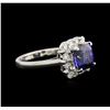 Image 2 : 3.51ct Tanzanite and Diamond Ring - 14KT White Gold