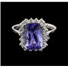 Image 1 : 3.43ct Tanzanite and Diamond Ring - 14KT White Gold