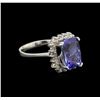 Image 2 : 3.43ct Tanzanite and Diamond Ring - 14KT White Gold