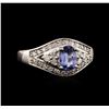 Image 2 : 14KT White Gold 0.69ct Tanzanite and Diamond Ring
