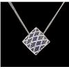Image 1 : 1.34ctw Sapphire and Diamond Pendant With Chain - 18KT White Gold