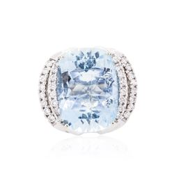 14KT White Gold 22.00ct Aquamarine and Diamond Ring