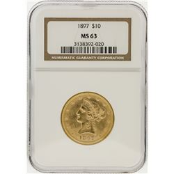 1897 NGC MS63 $10 Liberty Head Eagle Gold Coin