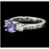 Image 2 : 14KT White Gold 1.49ct Tanzanite and Diamond Ring