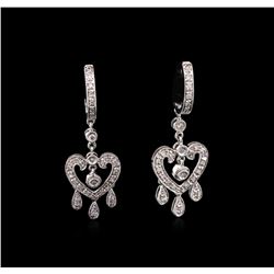 0.60ctw Diamond Heart Earrings - 14KT White Gold