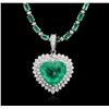 Image 2 : 14-18KT White Gold 23.29ctw Emerald and Diamond Necklace