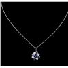 Image 2 : 14KT White Gold 1.43ct Tanzanite, Sapphire and Diamond Pendant With Chain