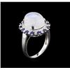 Image 3 : 14KT White Gold 6.34ct Blue Moonstone and Blue Sapphire Ring