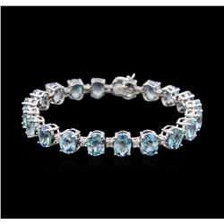 14KT White Gold 27.80ctw Topaz and Diamond Bracelet