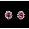 Image 1 : 2.38ctw Tourmaline and Diamond Earrings - 14KT White Gold