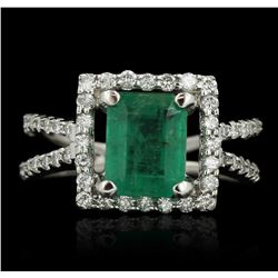18KT White Gold 2.29ct Emerald and Diamond Ring