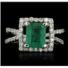 Image 1 : 18KT White Gold 2.29ct Emerald and Diamond Ring