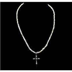 14KT White Gold 51.89ctw Rough Diamond Necklace With Charm