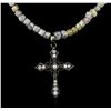 Image 2 : 14KT White Gold 51.89ctw Rough Diamond Necklace With Charm