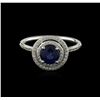 Image 1 : 14KT White Gold 0.97ct Sapphire and Diamond Ring