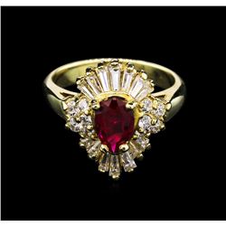0.80ct Ruby and Diamond Ring - 14KT Yellow Gold