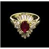 Image 1 : 0.80ct Ruby and Diamond Ring - 14KT Yellow Gold