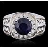 Image 1 : 14KT White Gold 2.90ct Sapphire and Diamond Ring